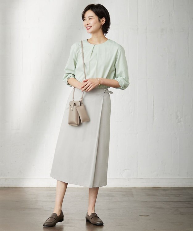 J.PRESS LADIES S 【洗える】 Hari-Puru jersey スカート ライトグレー系