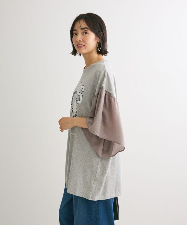 Green Parks ドッキングフレアスリーブロゴチュニック Gray Mixture