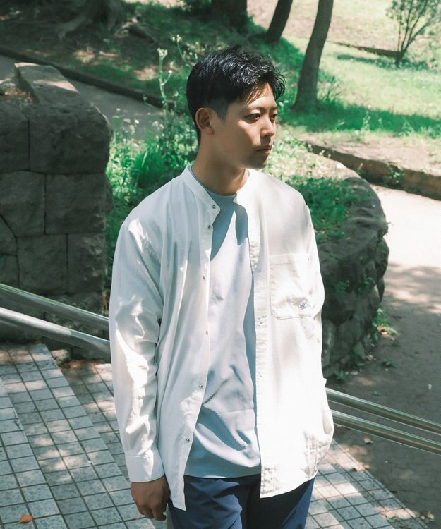 SHARE PARK MENS 【UVカット・撥水・ストレッチ】イージーデニムノーカラーシャツ アイボリー系