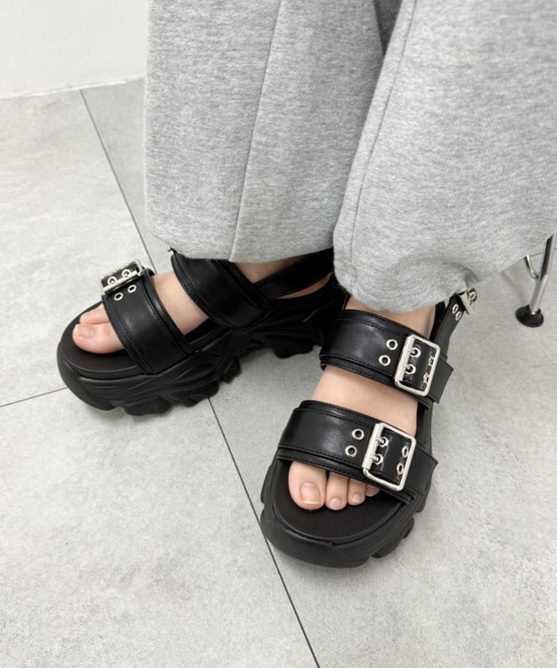 WEGO 厚底ハトメベルトスポサン ブラック