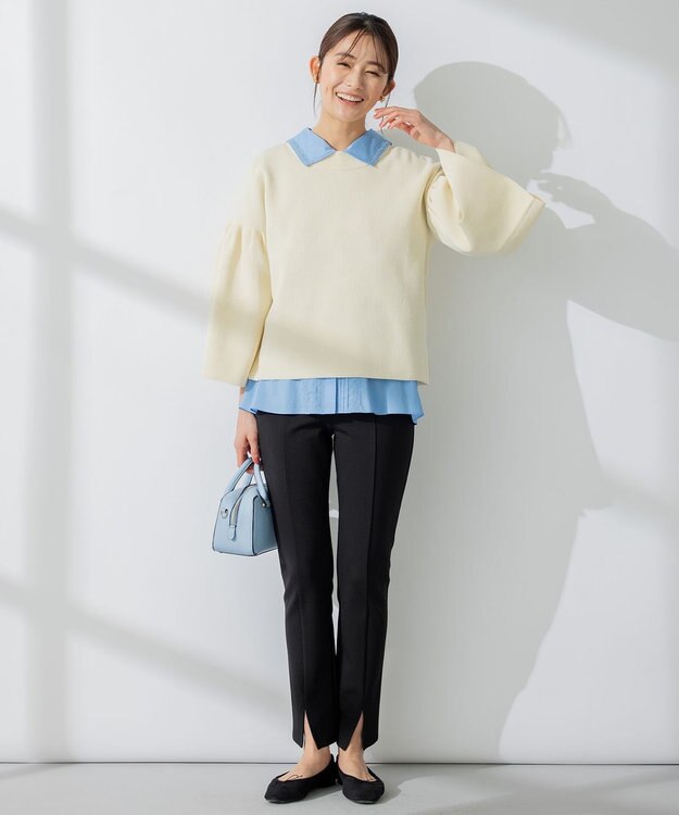 組曲 AMOSSAベルスリーブ ニット ベージュ系