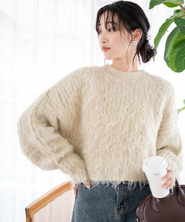 WEGO ブラッシュニットショートプルオーバー ベージュ