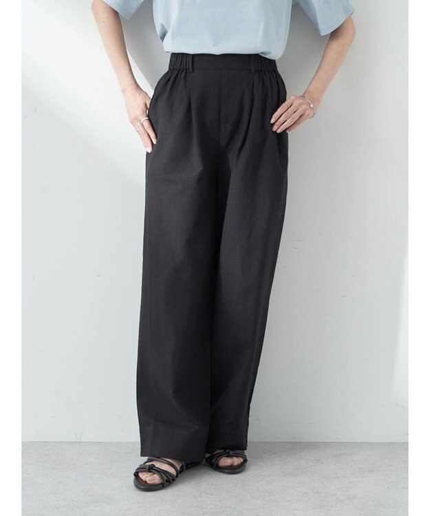 earth music&ecology 綿麻キャンブリッククロップドパンツ Black