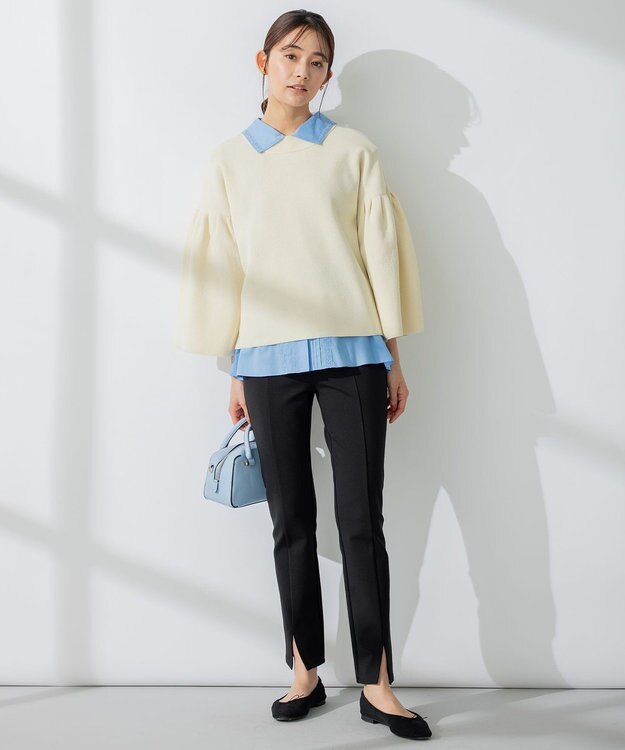 組曲 AMOSSAベルスリーブ ニット ベージュ系