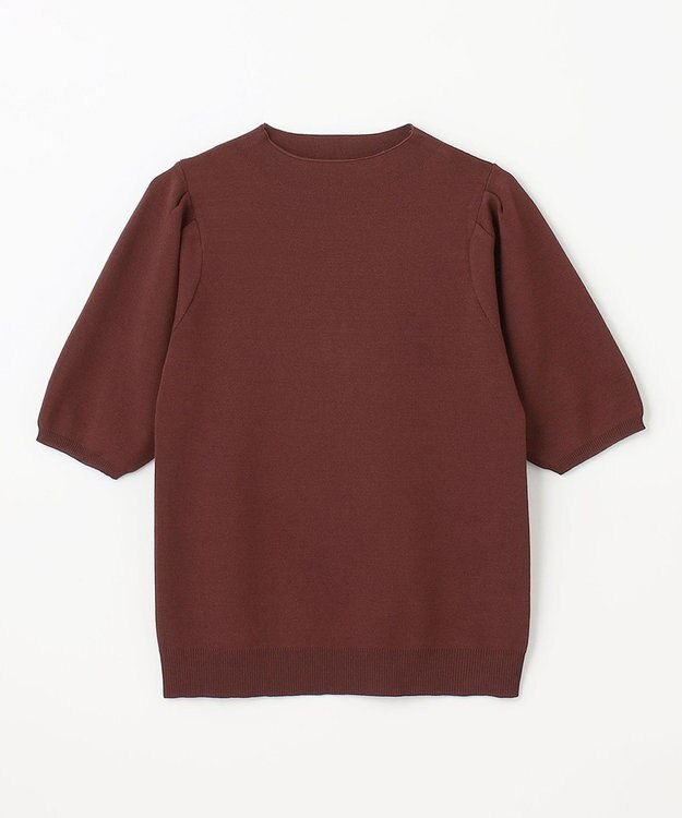 ANY 【マシンウォッシュ】モックネックパフスリーブニット ボルドー