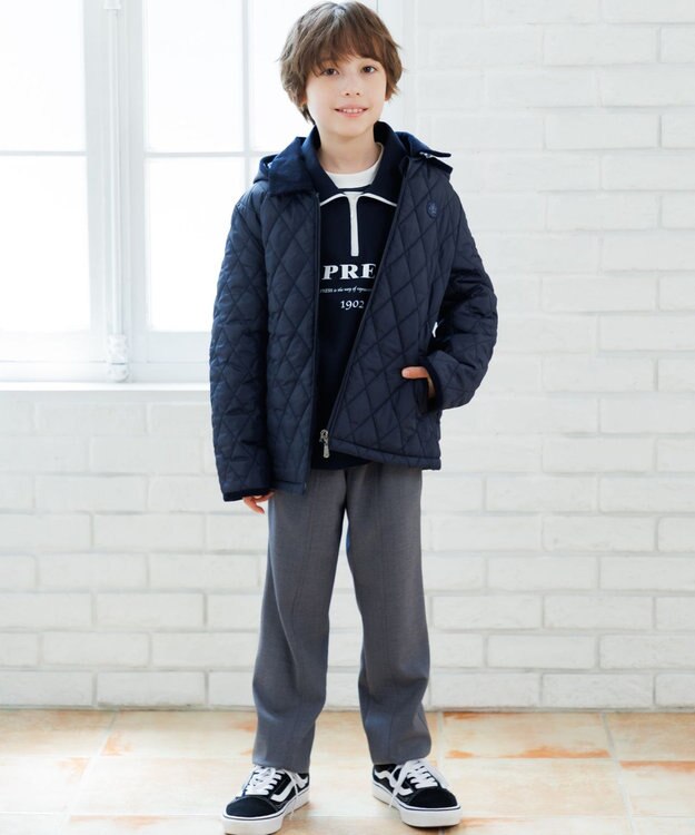 J.PRESS KIDS 【140-170cm】ミニ裏毛 ハーフジップ トレーナー ネイビー系