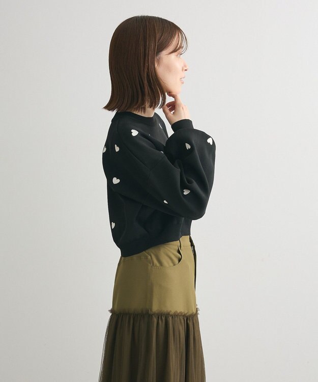 Green Parks ・ｓｗｉｎｇ　ｂｙ　ハート刺繍ニット Black