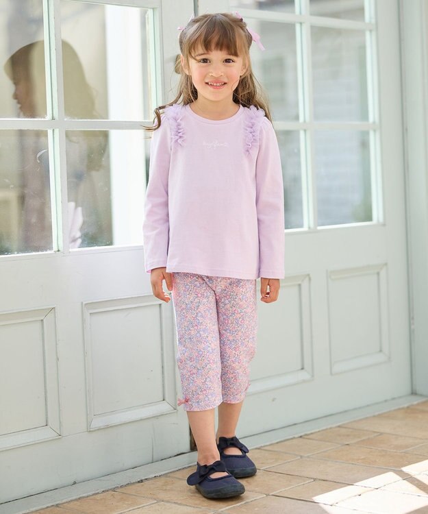 ANY KIDS チュールフリル 長袖Tシャツ ラベンダー