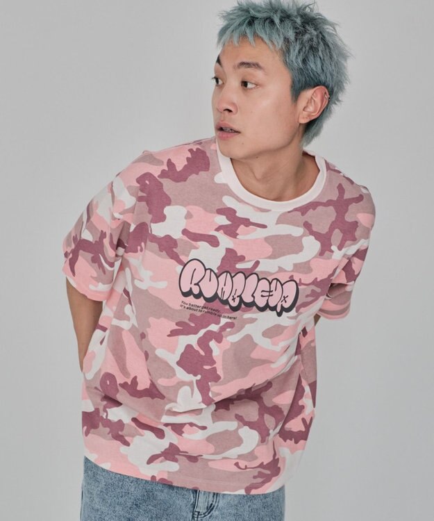 WEGO 【ユニセックス着用ITEM/MLサイズ展開】カモフラグラフィックT（SS） ピンク