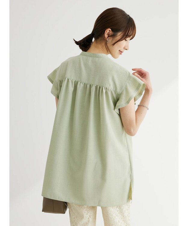 Green Parks 接触冷感　比翼シャツチュニック Light Green