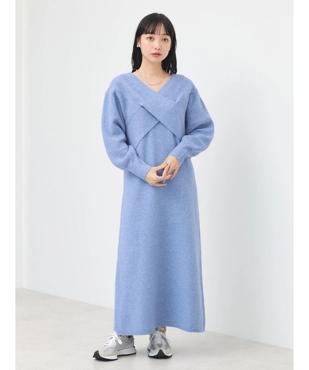 earth music&ecology Ｓｅｔ２点クロスニット＋ノースリーブニットワンピース Blue