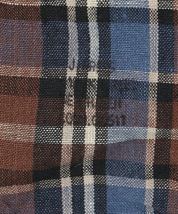 J.PRESS MEN フレンチリネンビッグチェックシャツ ブラウン系3