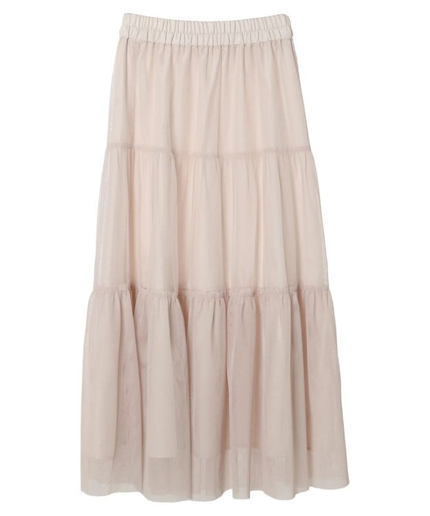 earth music&ecology ティアードチュールスカート Light Beige