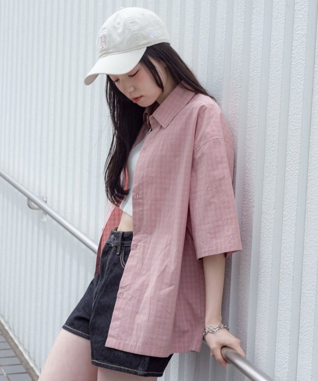WEGO 【ユニセックス着用ITEM/MLサイズ展開】ミニチェックシャツ（SS） ピンク