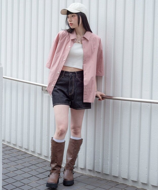 WEGO 【ユニセックス着用ITEM/MLサイズ展開】ミニチェックシャツ（SS） ピンク