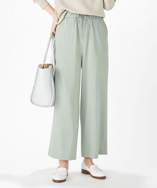 J.PRESS LADIES 【洗える】T／Rアルデンテツイル パンツ スモーキーグリーン系