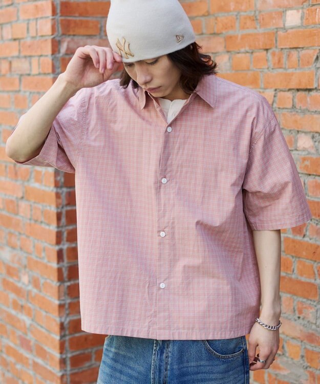 WEGO 【ユニセックス着用ITEM/MLサイズ展開】ミニチェックシャツ（SS） ピンク