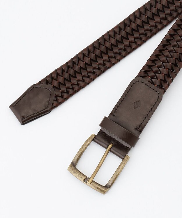 JOSEPH ABBOUD 【イタリア素材・ストレッチ・日本製】ストレッチレザーメッシュ ベルト ダークブラウン系