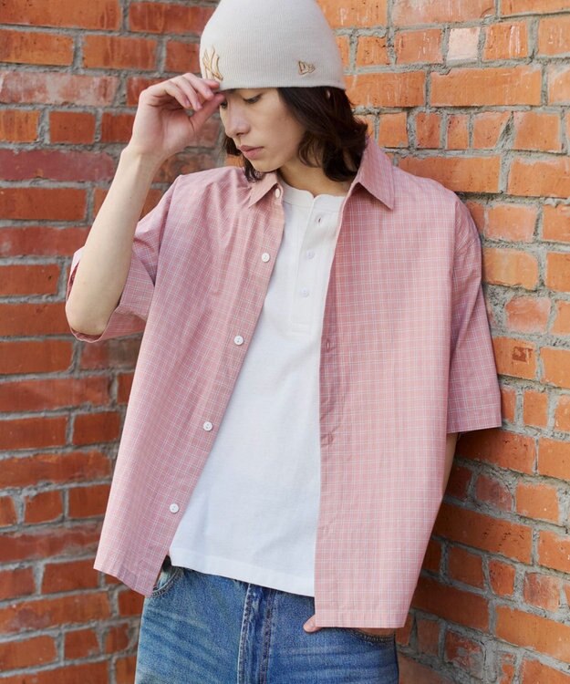 WEGO 【ユニセックス着用ITEM/MLサイズ展開】ミニチェックシャツ（SS） ピンク