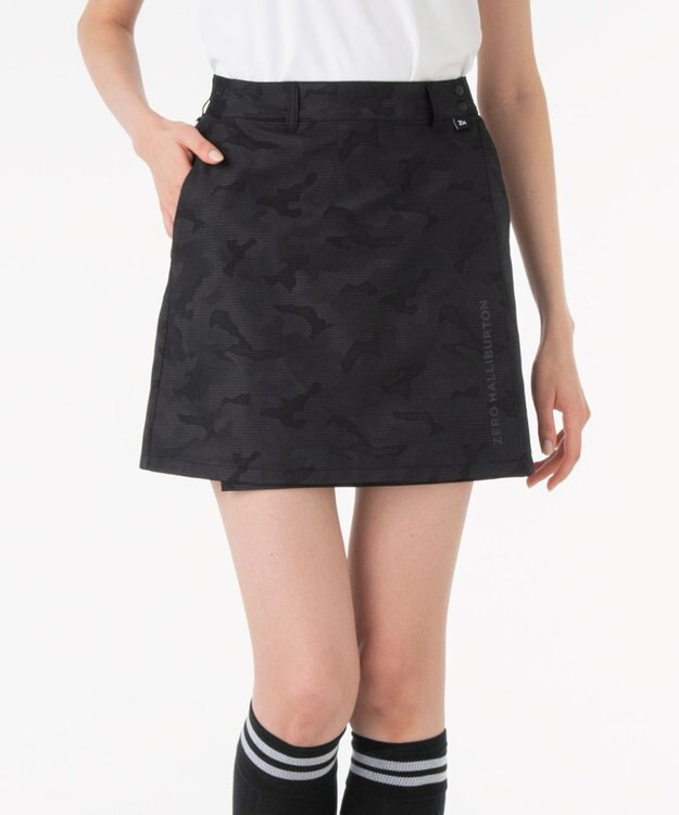 ZERO HALLIBURTON クールドッツカモフラスカート 82842 W4S8c レディースゴルフ ブラック