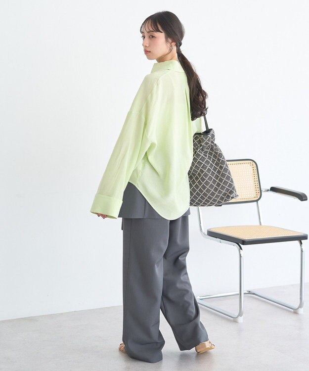 earth music&ecology Ｗポケットシャツ Light Green