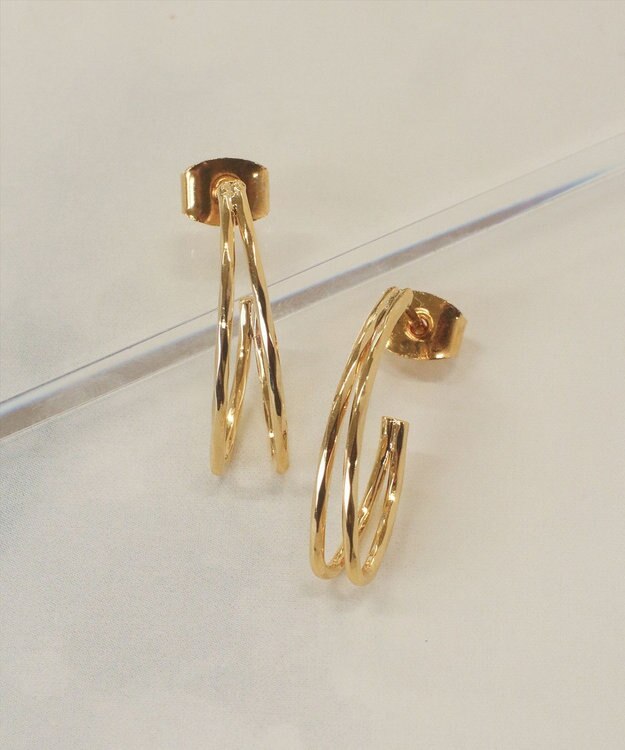 Tiaclasse 【金属アレルギー対応】ダブルラインカーブピアス ゴールド