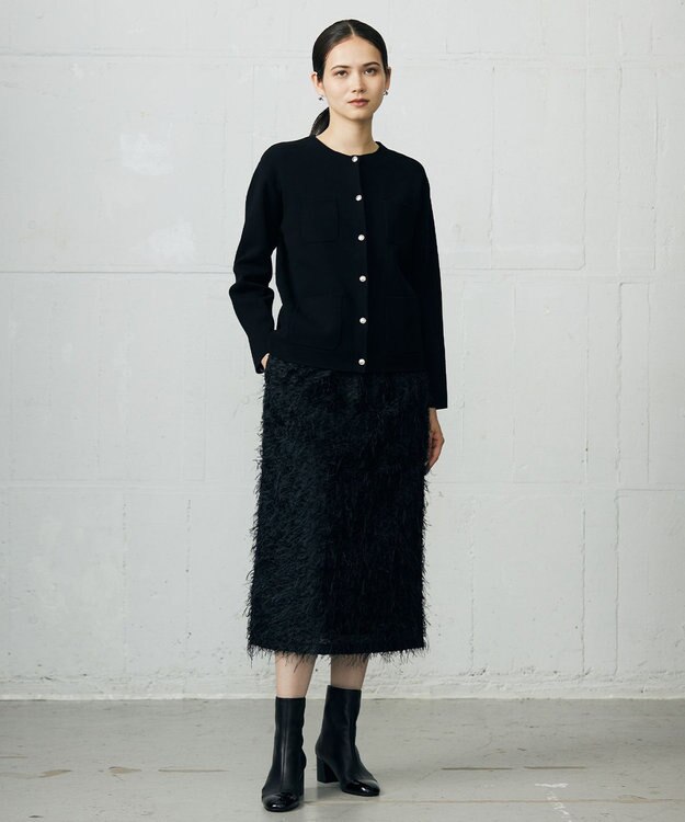 自由区 L 【カタログ掲載】フェザージャカード スカート ネイビー