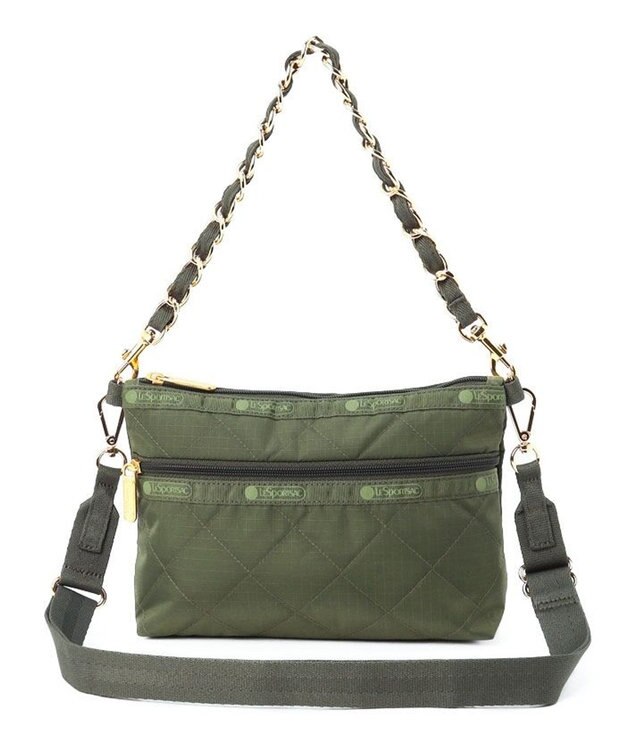 LeSportsac CHAIN COSMETIC CLUTCH/ダークオリーブチェーンキルト ダークオリーブチェーンキルト