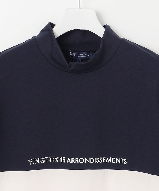 23区GOLF 【MEN】【UVケア】バイカラー 半袖モックネックシャツ ネイビー系