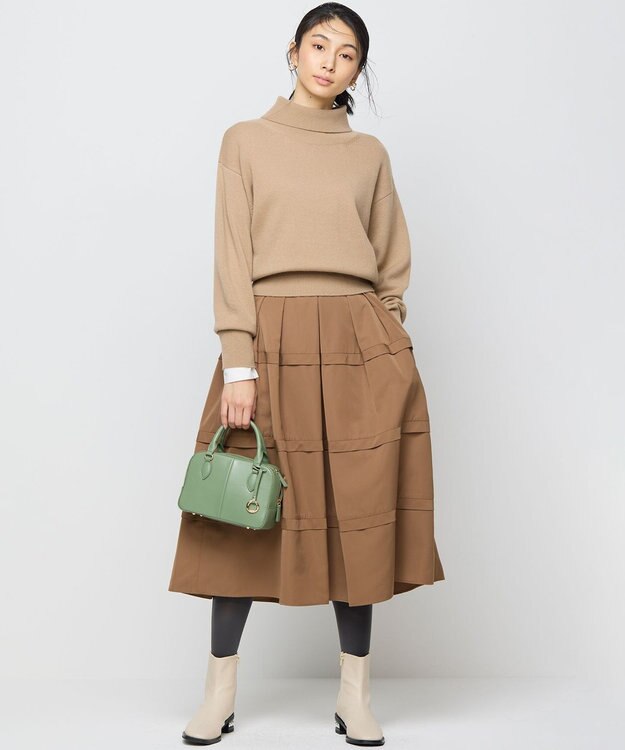 組曲 フリルタフタ フレアスカート モカブラウン系