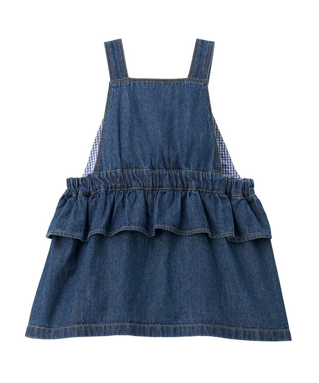 MIKI HOUSE HOT BISCUITS ワンポイントデニムジャンパースカート＆セーラーカラー長袖Tシャツギフトセット【BOX付き】 インディゴブルー