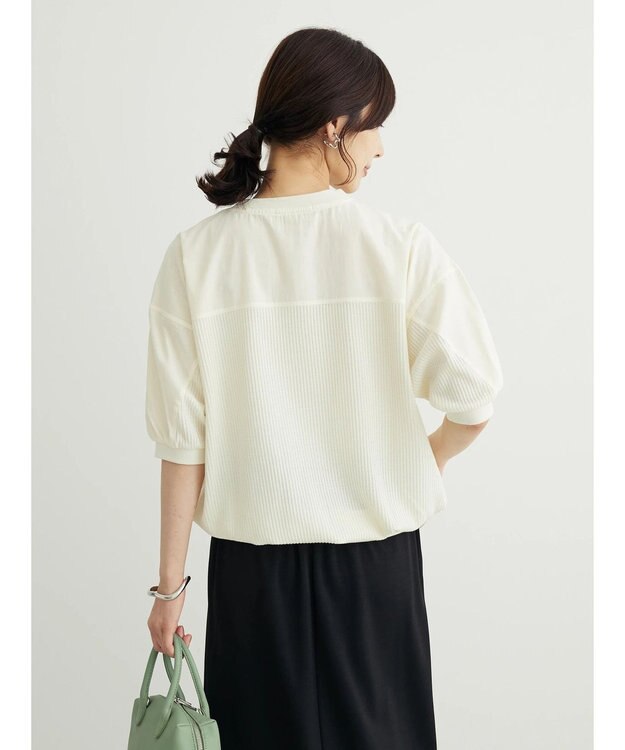 Green Parks ワッフル布帛ドッキングプルオーバー２ Off White