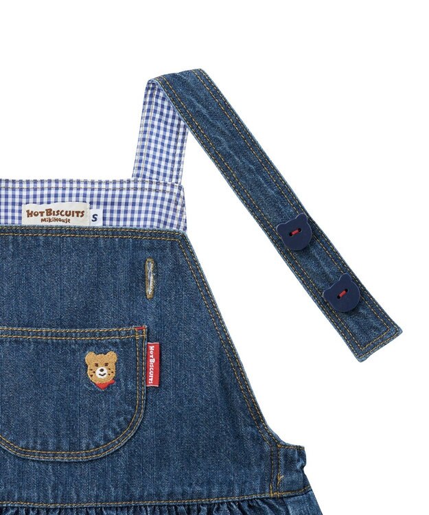 MIKI HOUSE HOT BISCUITS ワンポイントデニムジャンパースカート＆セーラーカラー長袖Tシャツギフトセット【BOX付き】 インディゴブルー