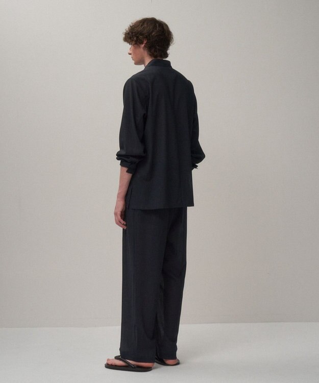 ATON TWIST WOOL GAUZE | ツータックイージーパンツ - UNISEX  NAVY TOP