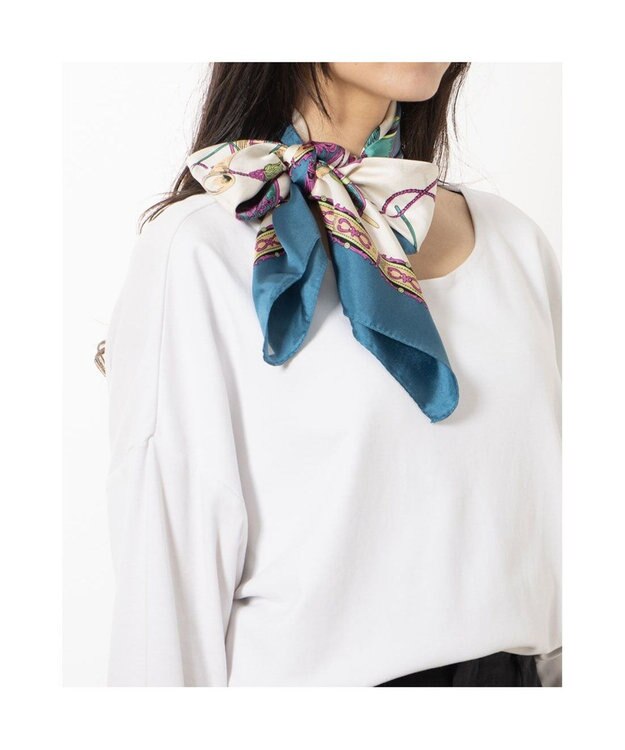 UNBILLION カカトゥ kakatoo / マーチングバンド柄シルクスカーフ ブルー