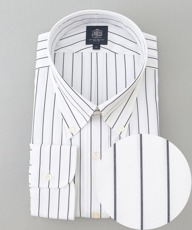 J.PRESS MEN 【KING SIZE】【PREMIUM PLEATS / 形態安定】スーピマコットンホールドストライプ シャツ/B.D. ネイビー系2