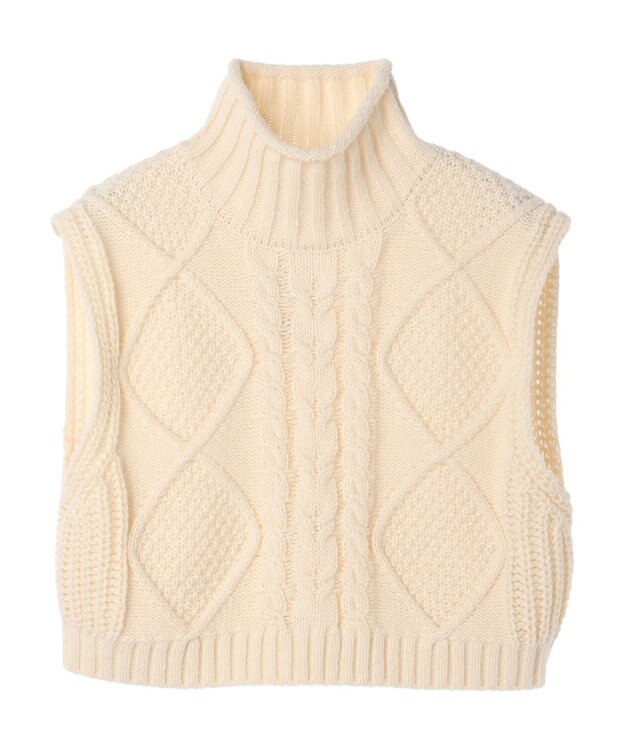 Green Parks ケーブルニットベスト Ivory