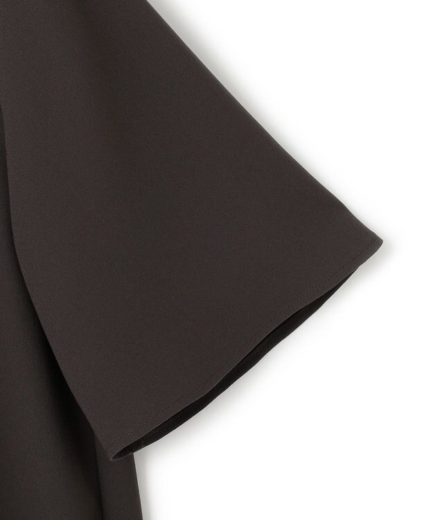 23区 S 【UVカット/接触冷感/吸水速乾】ストレッチジョーゼット ボウタイ カットソー ダークブラウン系