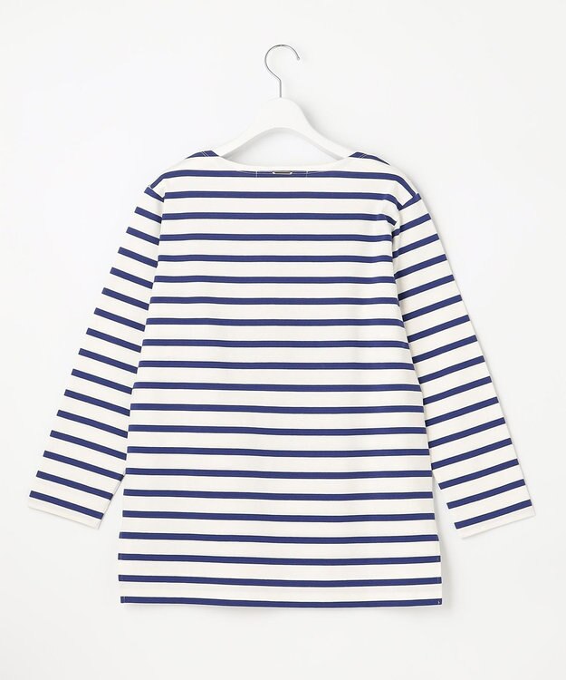 自由区 L 【洗える】コットンボーダー ボートネックカットソー ダルブルー系1