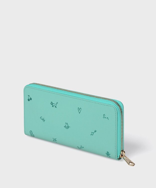 Paul Smith カラードゥードゥル ラウンドジップ 長財布 ミントグリーン