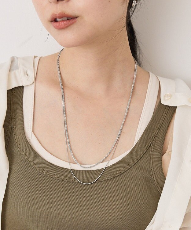 AMERICAN HOLIC 【ステンレス】モールライクチェーン２連ネックレス Silver