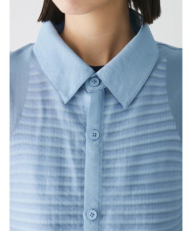 Green Parks ショルダースリット２ＷＡＹシャツ Sax