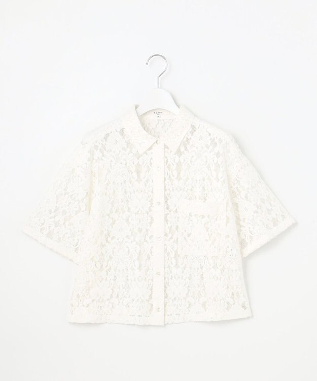 23区 【SLOW/一部店舗限定】好評につき追加生産！モチーフレース シャツ ホワイト系