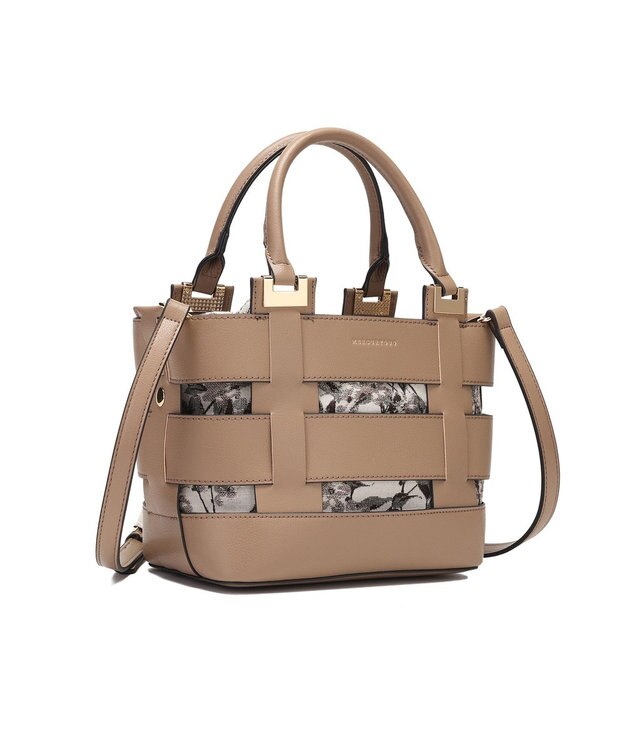 style code 【MERCURYDUO/マーキュリーデュオ】軽量メッシュ　花柄巾着付ミニトートバッグ ベージュ