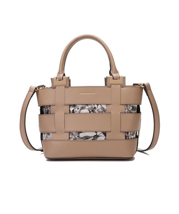 style code 【MERCURYDUO/マーキュリーデュオ】軽量メッシュ　花柄巾着付ミニトートバッグ ベージュ