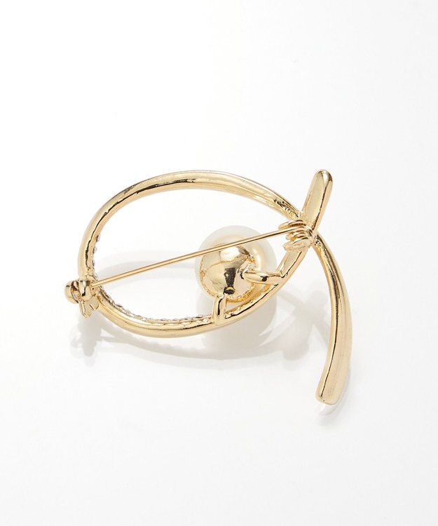 Phoebe <オンワード限定セット>金属アレルギー対応クイーンパールビジューセラミックポストピアス×クロスカーブパールビジューブローチ ホワイト