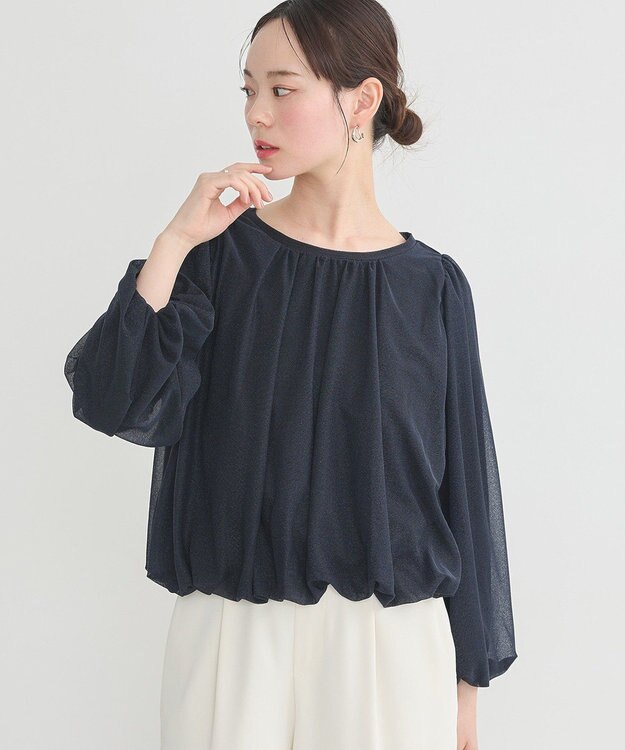 earth music&ecology シアーバルーンプルオーバー Navy