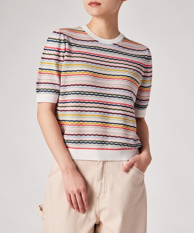 Paul Smith ウェーブストライプ 半袖ニット マルチカラー