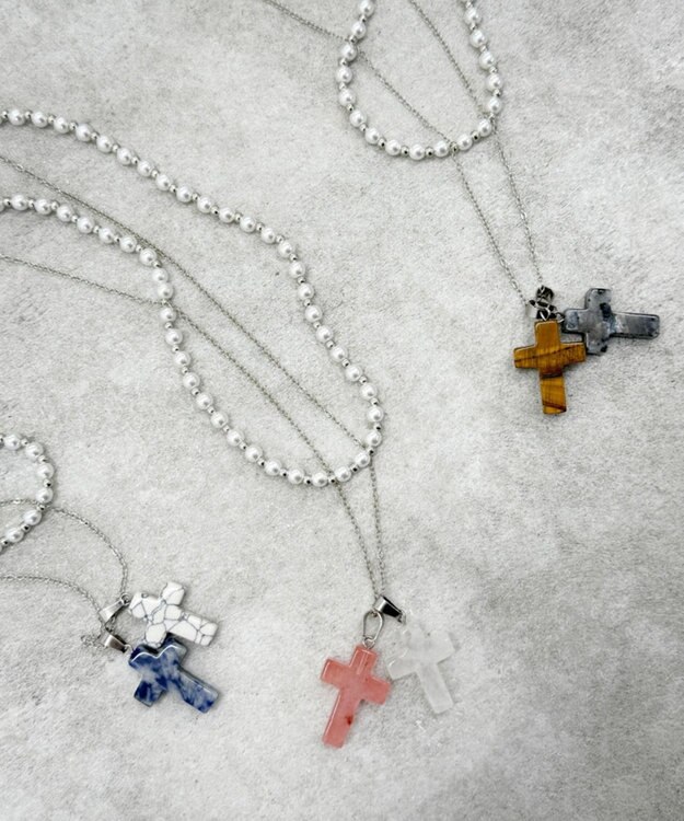 WEGO L2Pクロスパールレイヤードネックレス 柄1