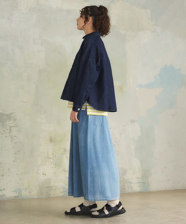 INTER FACTORY yumi ワイドスリーブデニムジャケット INTER FACTORY yumi. ワイドスリーブデニムジャケット ネイビー